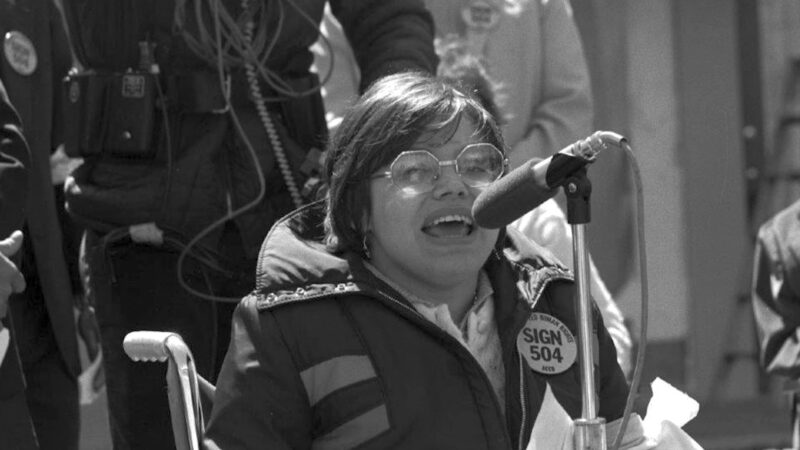 disability rights activist Judy Heumann protesting